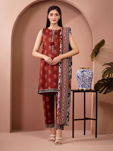Charcoal Bloom Unstitched Chiffon Ensemble