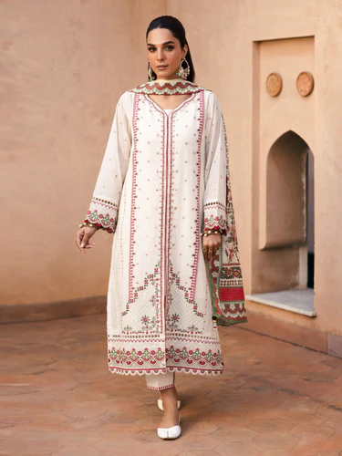 Burgundy Grace Unstitched Embroidered Ensemble