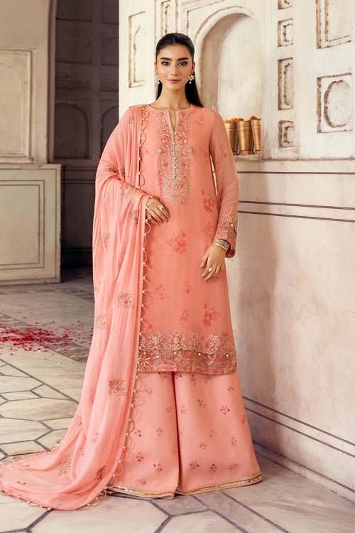 Coral Reverie Unstitched Chiffon Ensemble